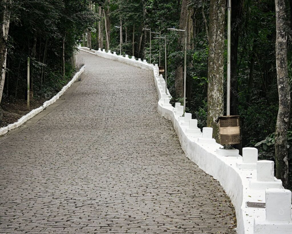 Convento da Penha: Como Visitar, História e a Vista Panorâmica de tirar o fôlego 2 A ladeira de acesso ao Convento da Penha, uma jornada de fé e contemplação em meio à natureza.